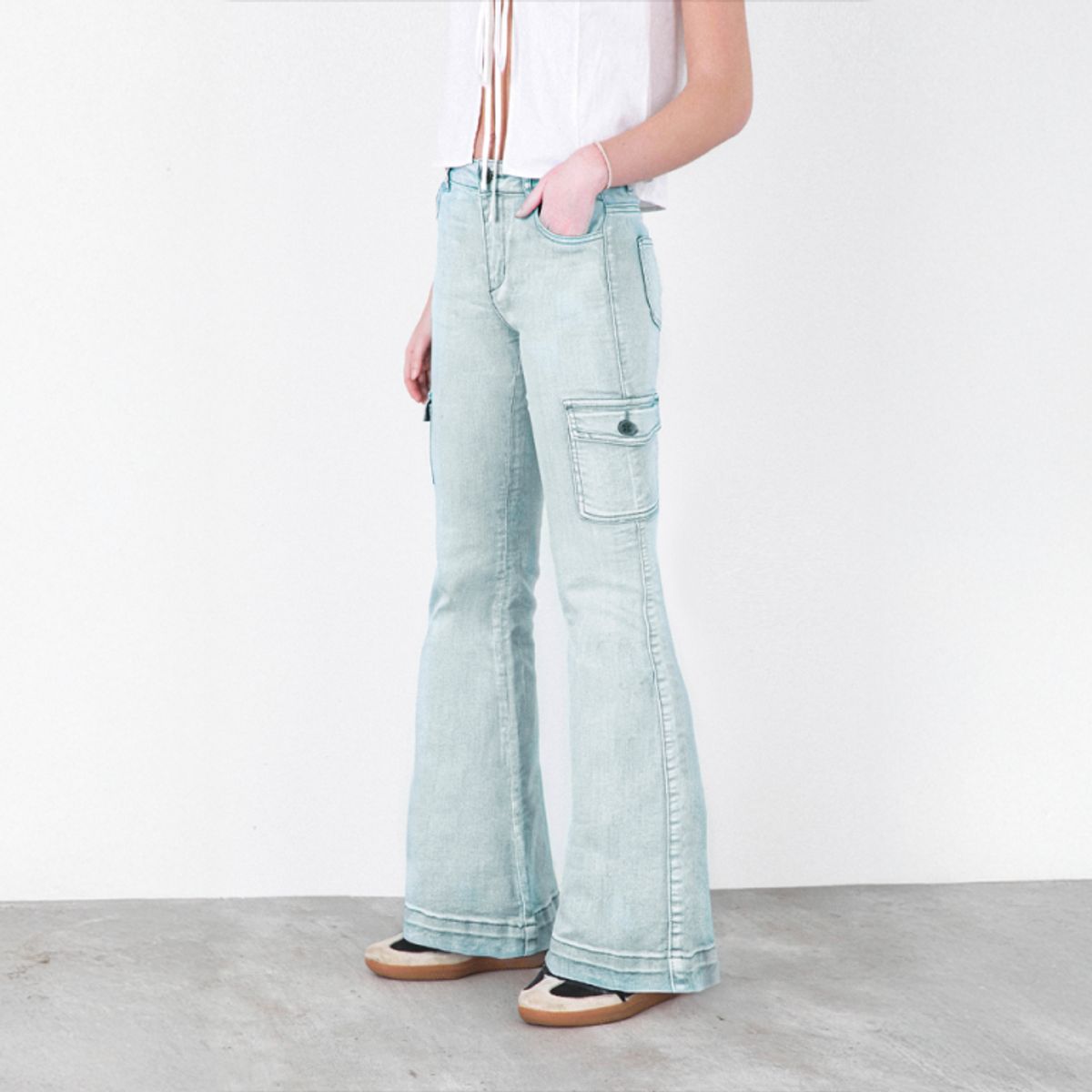 RAINDOOR - Pants Flare Cargo Verde Mujer Raindoor