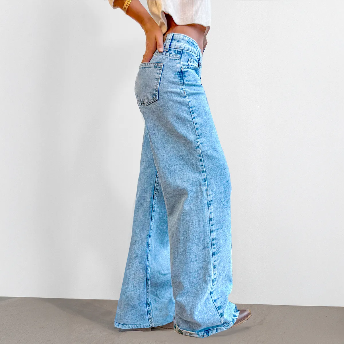 RAINDOOR - Pantalón Tiro Bajo Azul Mujer Raindoor