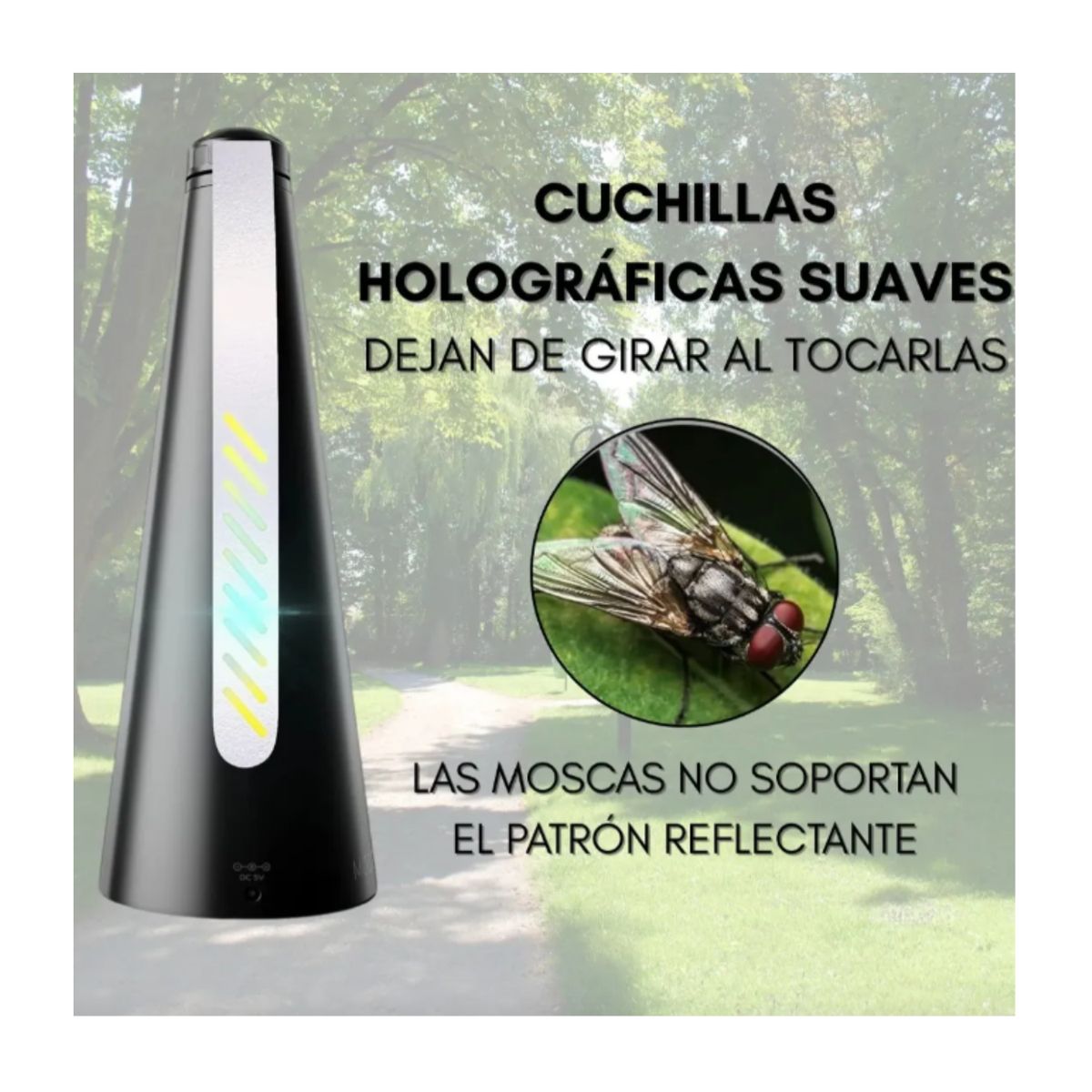 GENERICO - Abanico Ventilador Repelente De Moscas Portatil- Color Negro