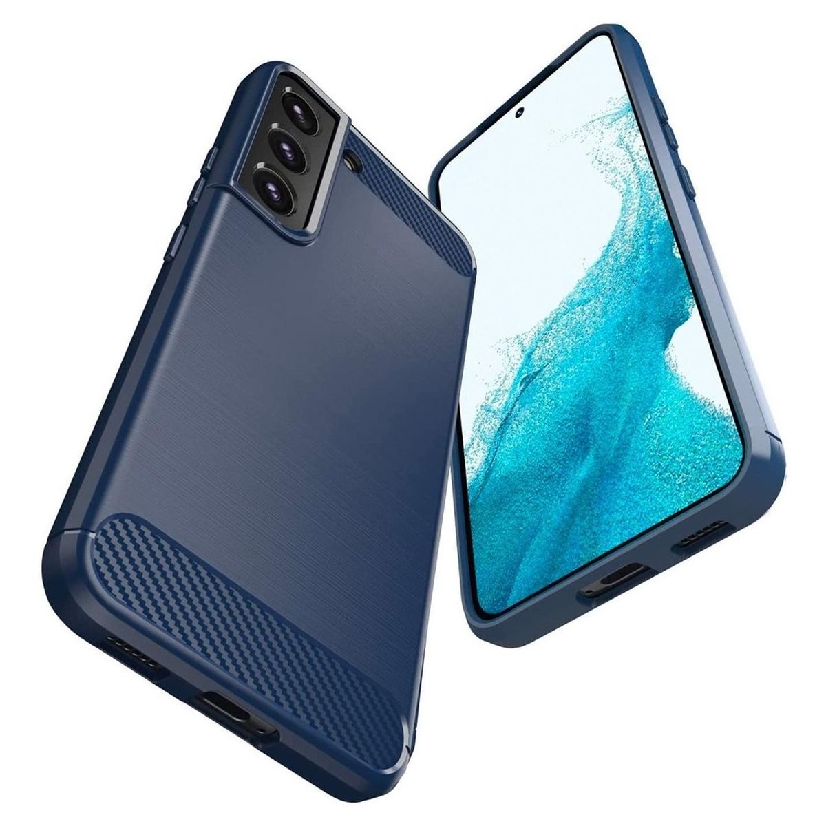 GENERICO - Carcasa para Samsung S22 Plus Fibra Carbono - Azul