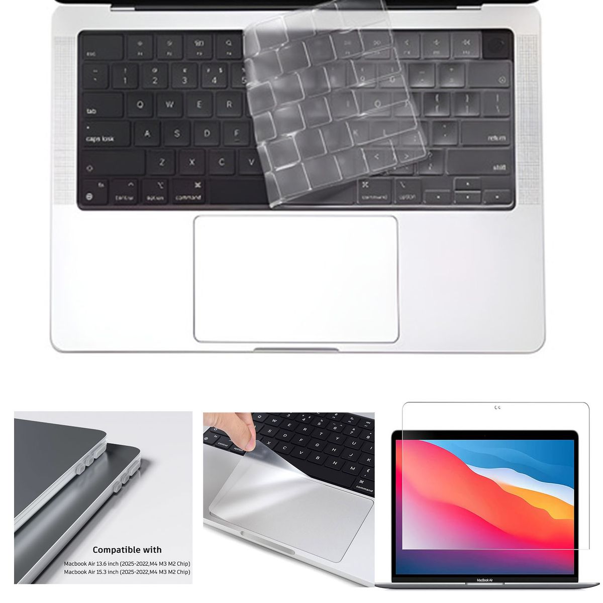 GENERICO - Protectores Pantalla Teclado Trackpad Y Antipolvos Compatible Macbook Air M1 A2237/ 1932/ 2179