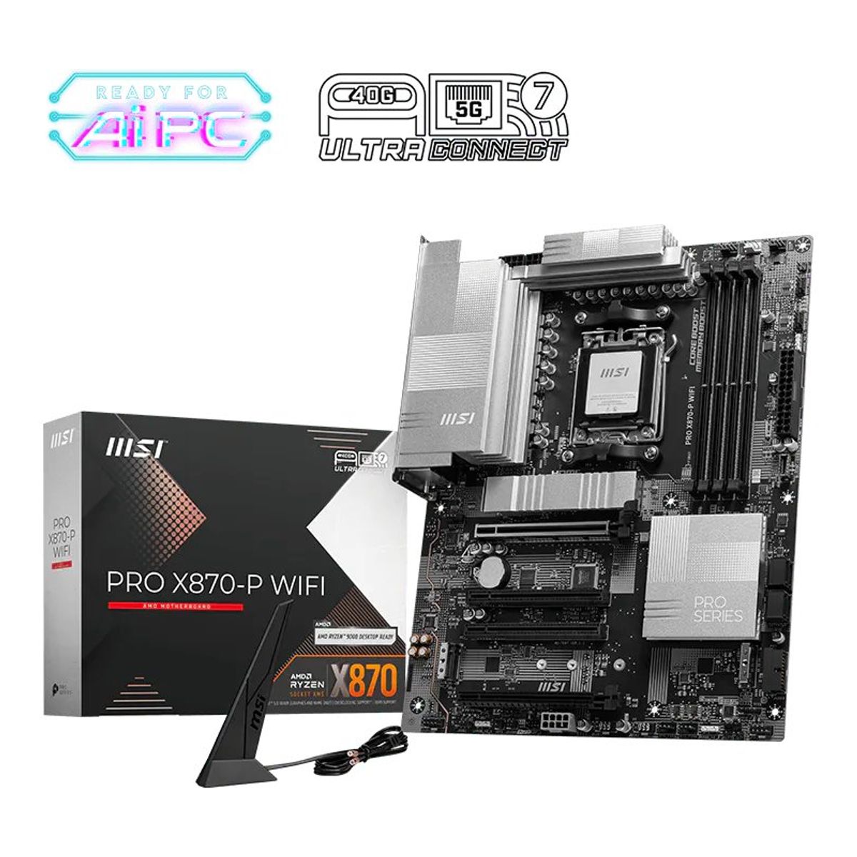 MSI - Placa Madre MSI PRO X870-P WIFI, Socket AM5, 4x DDR5, HDMI, Type-C DP, 3x M.2, Wi-Fi 7, ATX