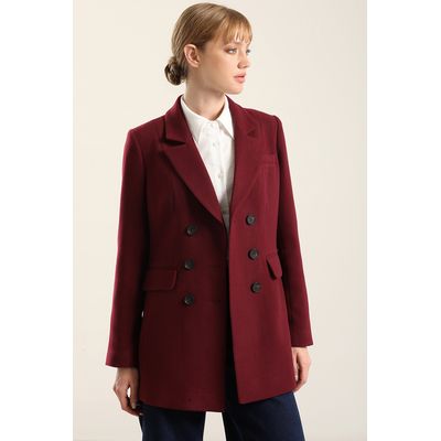 Liola Blazer Entallado Doble Cruce, Vino