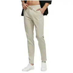 LOOK SHOP - Pantalón Lino Hombre, Corte Recto, Pretina Elásticada 7141