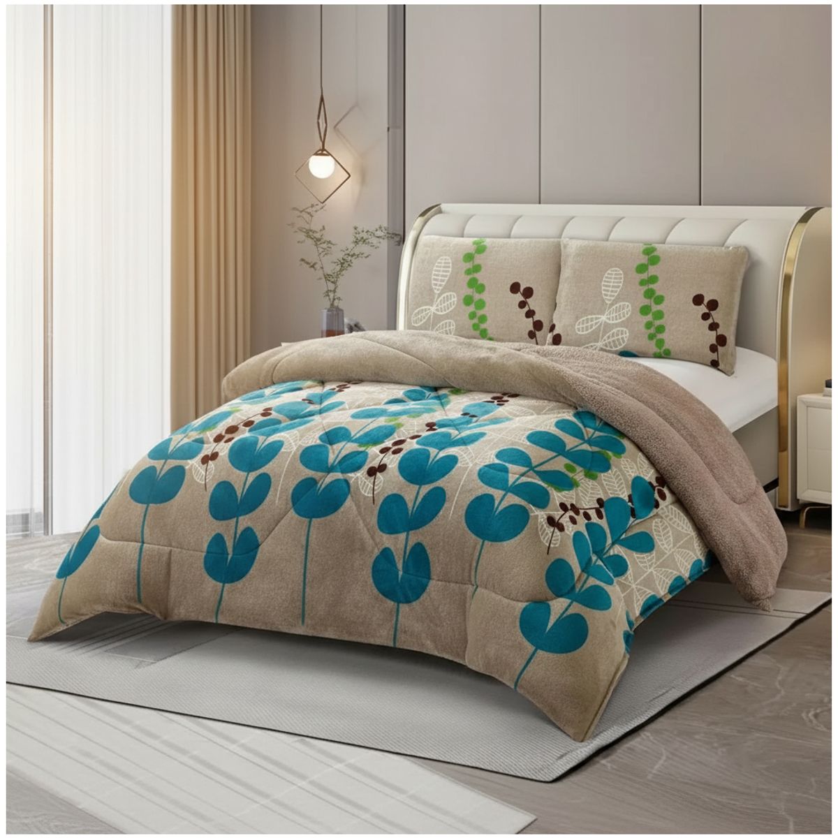 GENERICO - COBERTOR PLUSH CON CHIPORRO LISO 2 PLAZA DISEÑO MODERNO INVIERNO TF
