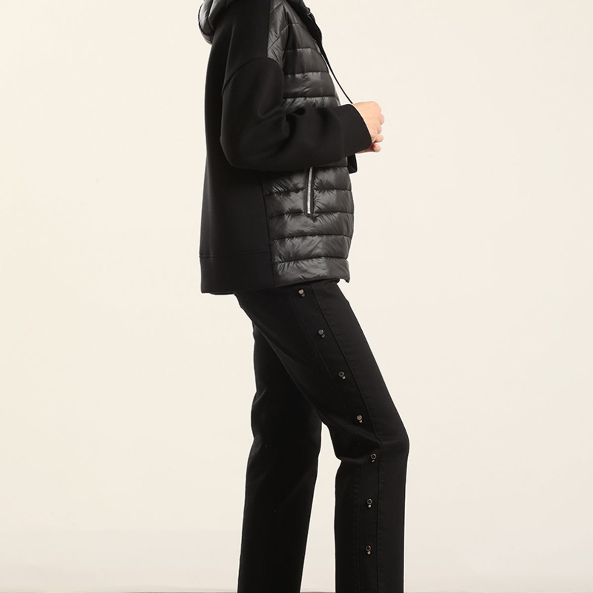 LIOLA - Parka Acolchada Combinada, Negro Liola
