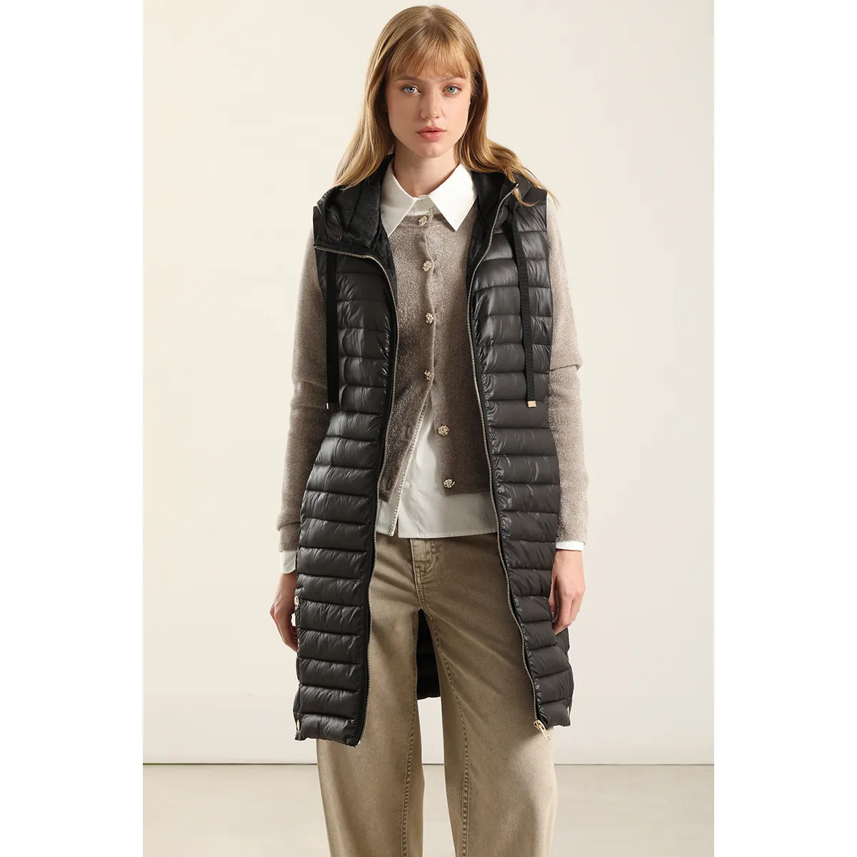 LIOLA - Parka Larga Acolchada, Negro Liola