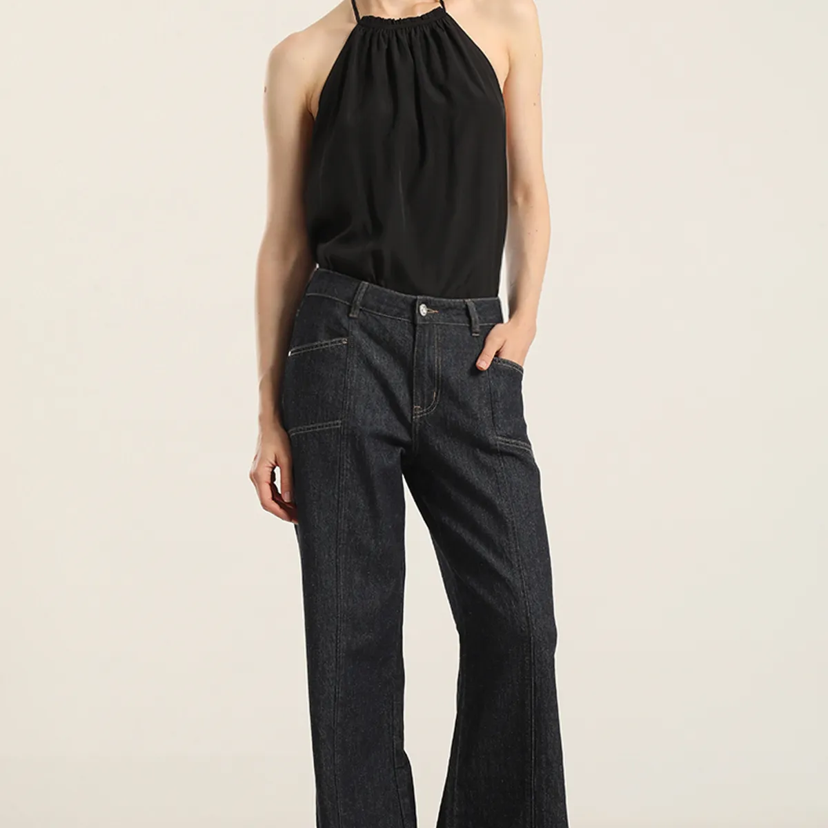 LIOLA - Jeans palazzo, tiro medio, indigo Liola
