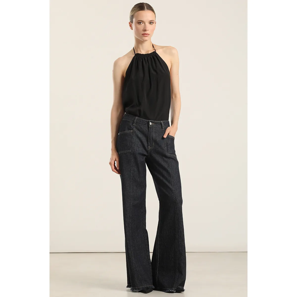 LIOLA - Jeans palazzo, tiro medio, indigo Liola