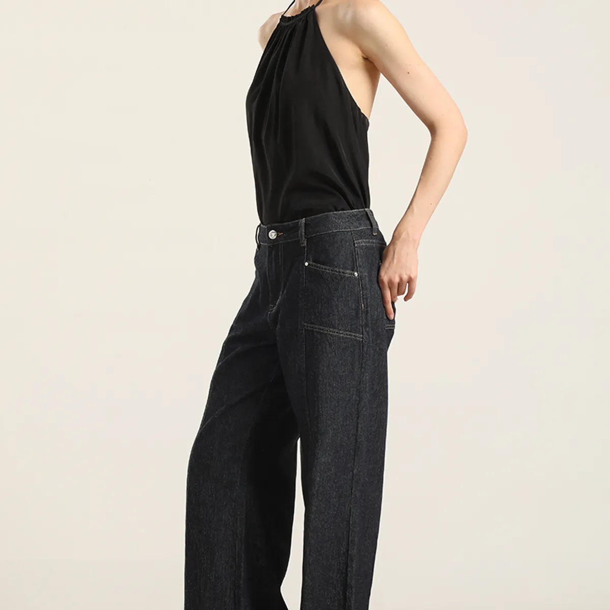 LIOLA - Jeans palazzo, tiro medio, indigo Liola