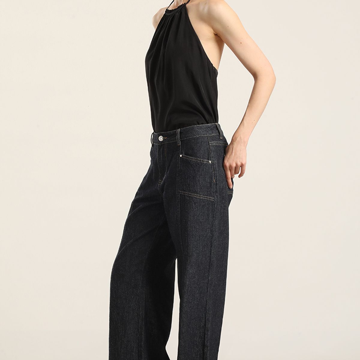 LIOLA - Jeans palazzo, tiro medio, indigo Liola