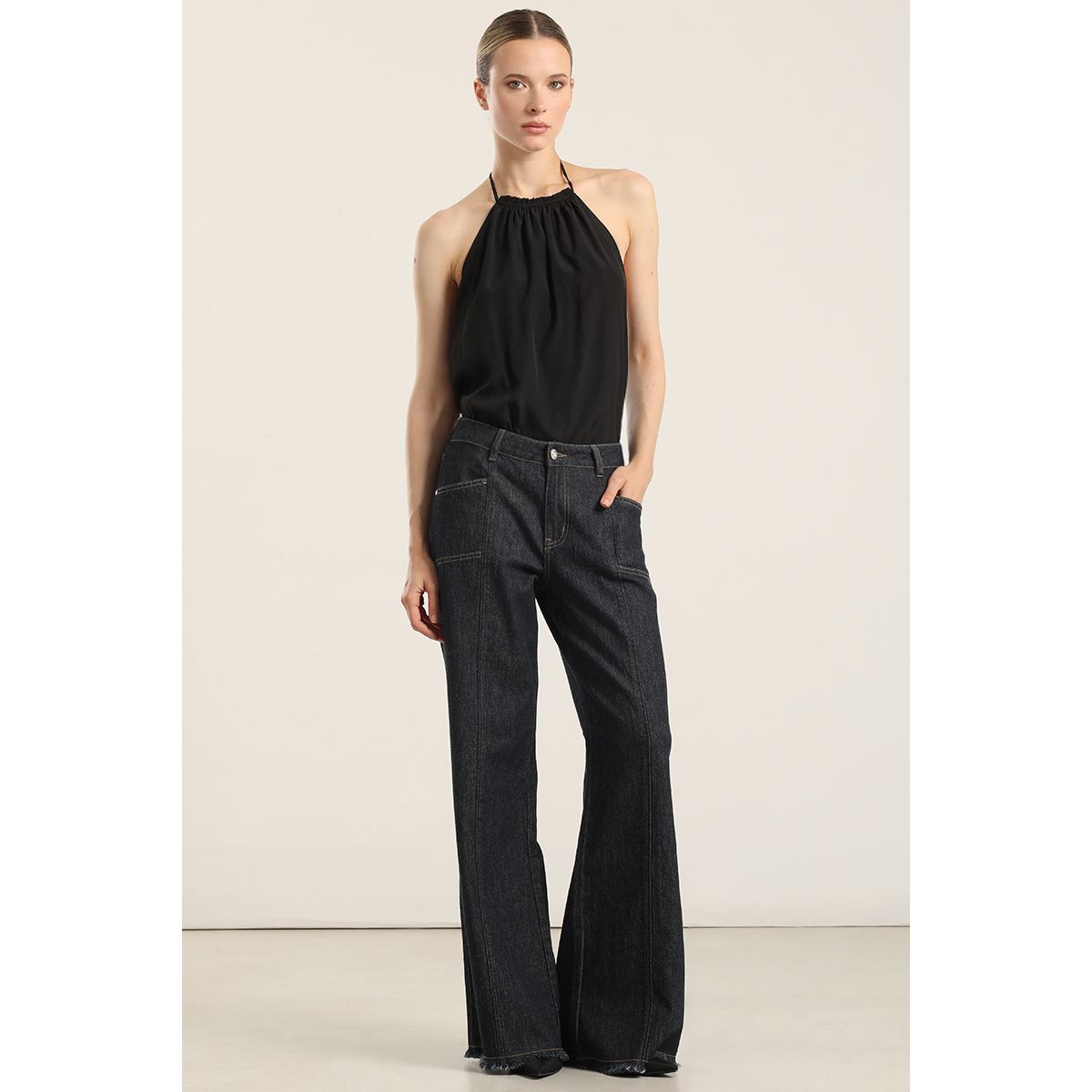 LIOLA - Jeans palazzo, tiro medio, indigo Liola