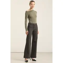 LIOLA - Jeans Color Palazzo, Militar