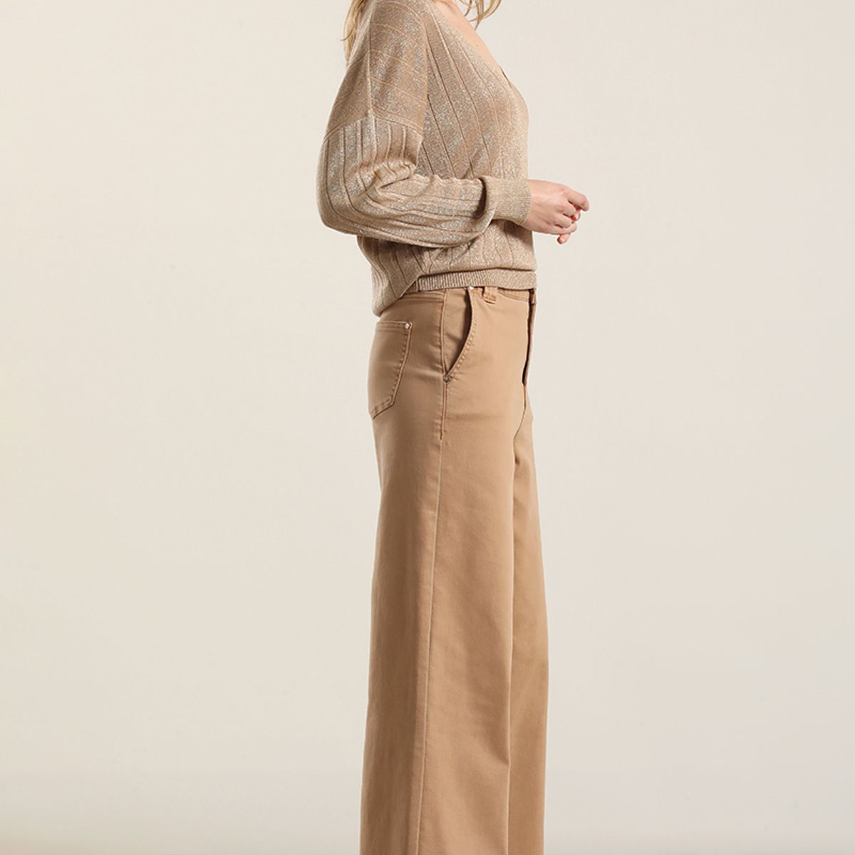LIOLA - Jeans color palazzo, camel Liola