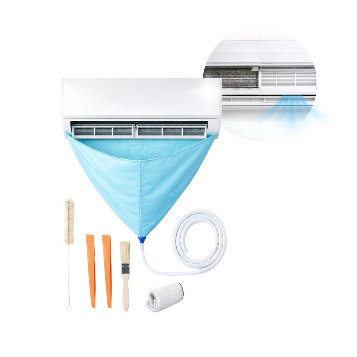 COMPUTECH - Kit Limpieza Aire Acondicionado Split 8 Pzas + Bolsa Lavado