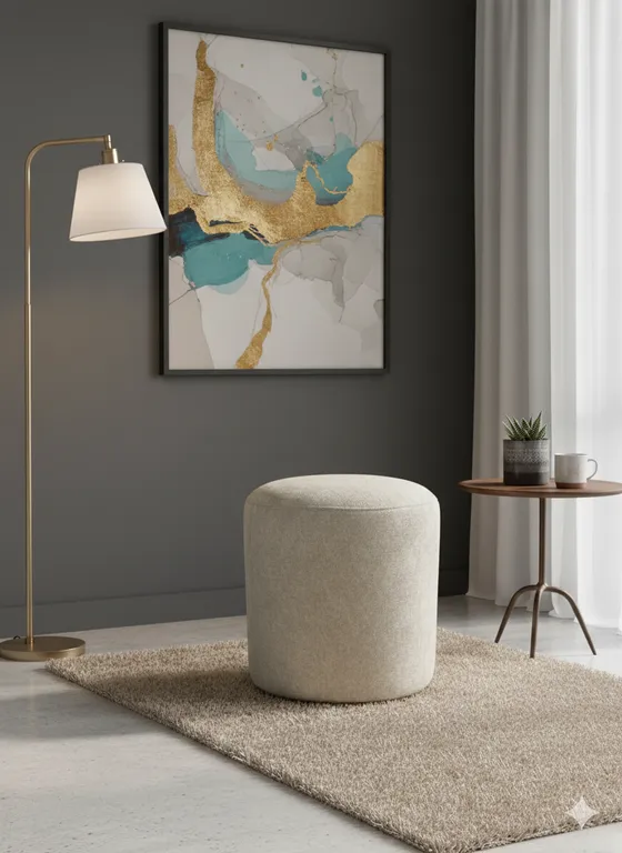 PUFF REDONDO BEIGE LINO Beige