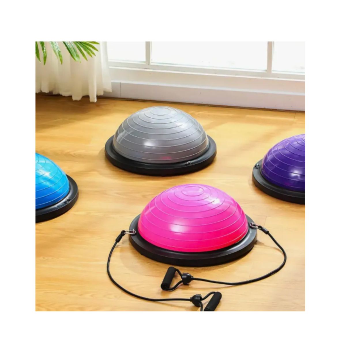 GENERICO - Pelota Bosu Medio Balon Con Manillas Yoga Pilates Color Rosa