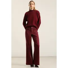 LIOLA - Jeans Color Palazzo, Burdeo