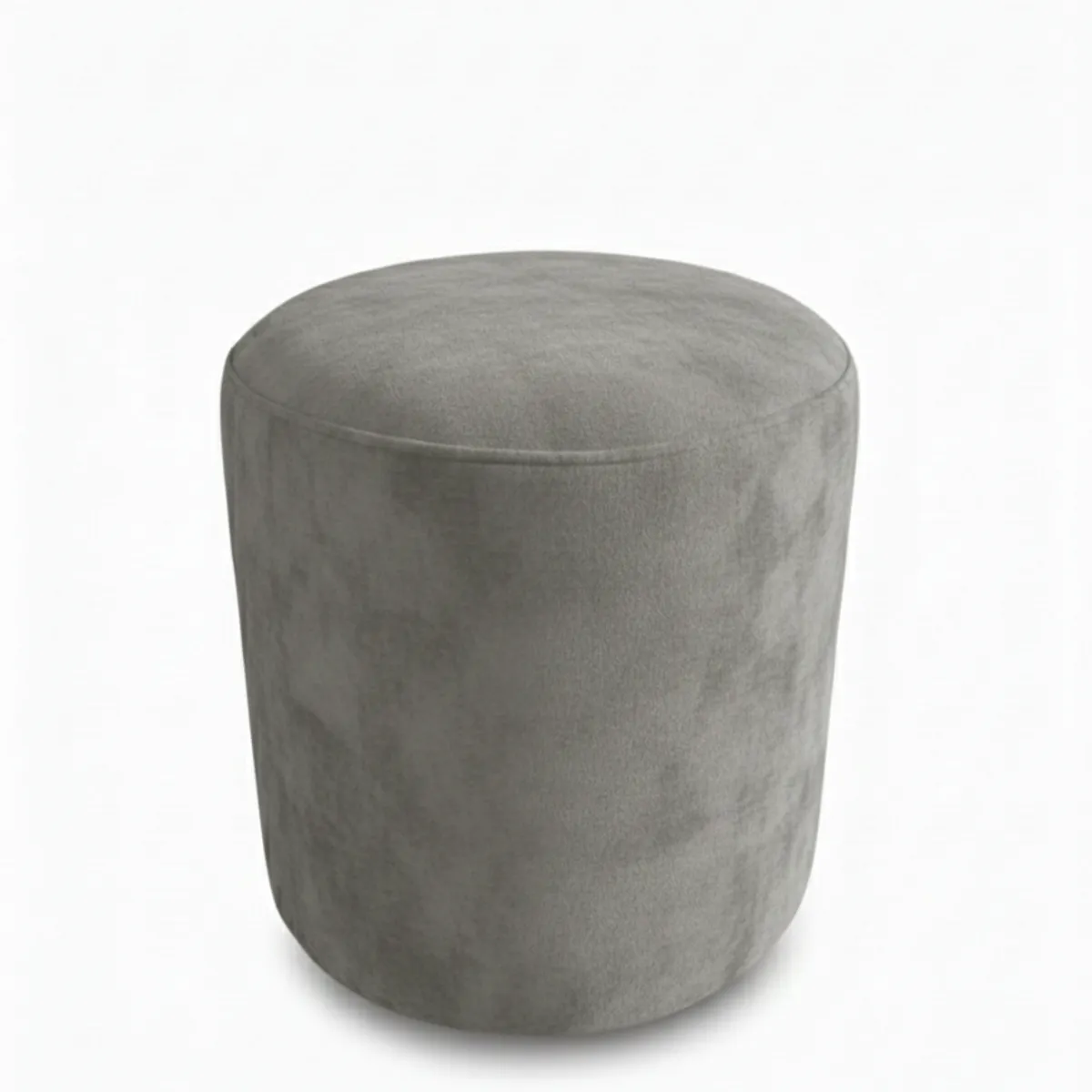 MUEBLES NEW - PUFF REDONDO GRIS FELPA