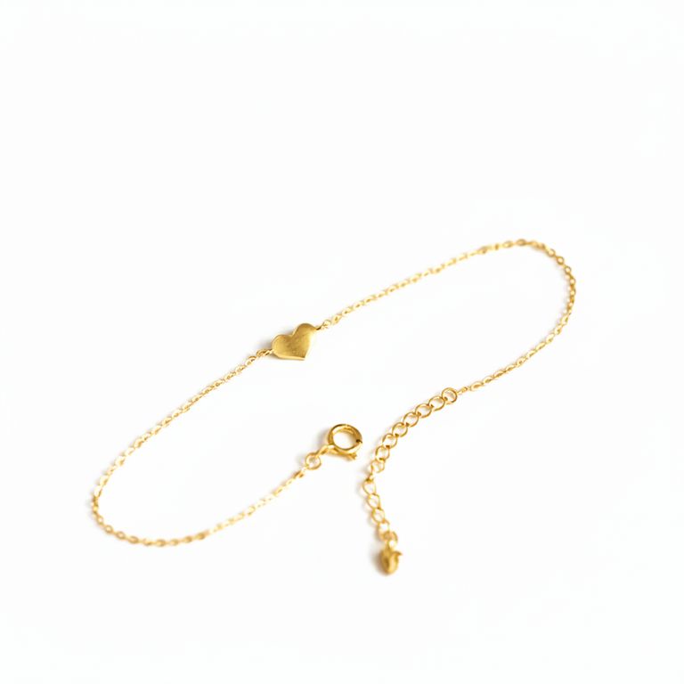 Pulsera Plata 925 Cad Corazon Dorado TALLA UNICA