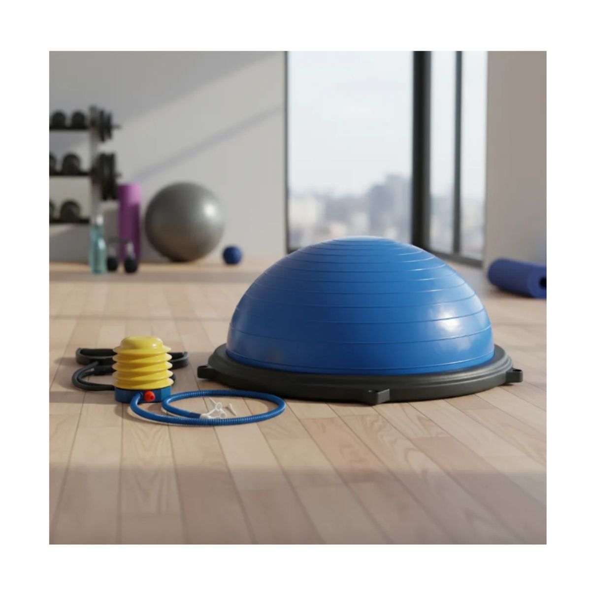 GENERICO - Pelota Bosu Medio Balon Con Manillas Yoga Pilates Color Azul