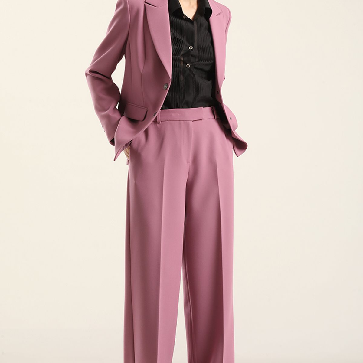 LIOLA - Pantalón recto, tiro alto, rosa Liola