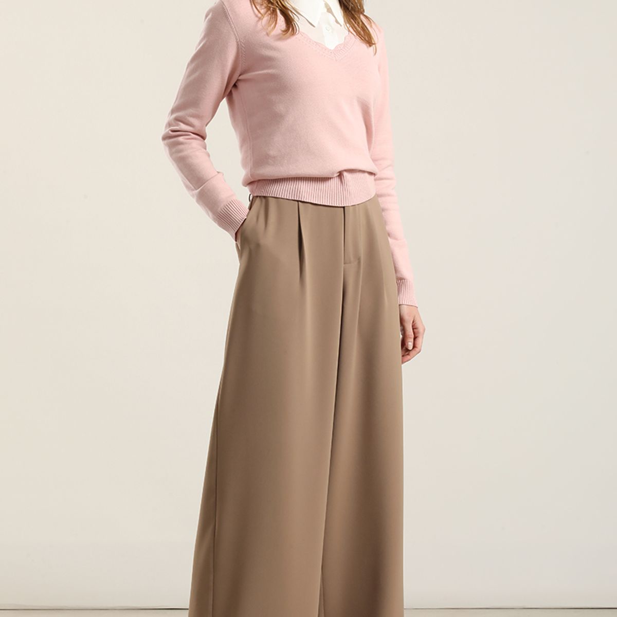 LIOLA - Pantalon Ancho Con Pinza, Topo Liola