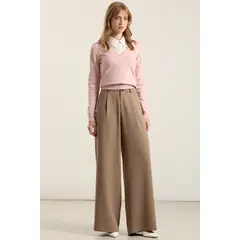 LIOLA - Pantalon Ancho Con Pinza, Topo
