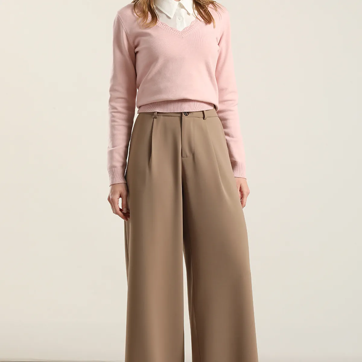 LIOLA - Pantalon Ancho Con Pinza, Topo Liola