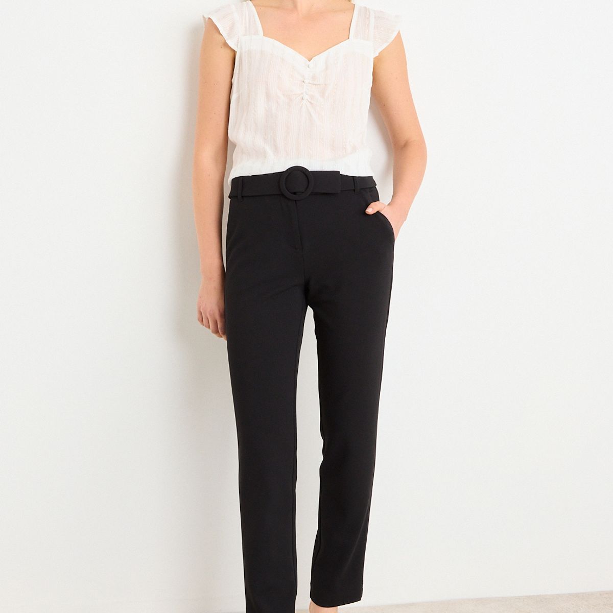 ASH - Pantalon Liso Mujer Negro Ash