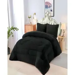 GENERICO - PLUMON PELUDO CON CHIPORRO PLAZA Y MEDIA 180X200CM NEGRO