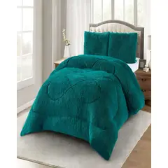 GENERICO - COBERTORES DE PELUDOS CON CHIPORRO PLAZA Y MEDIA 180X200CM TURQUESA