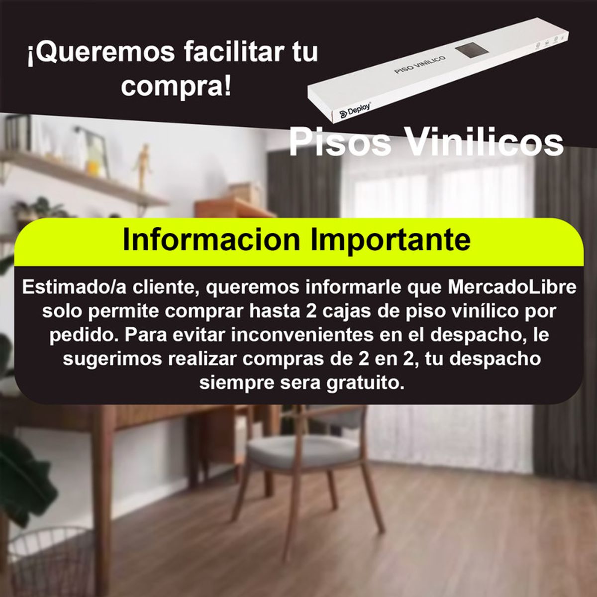 Piso Vinilico Autoadhesivo 1 Caja 5m2 Antideslizante 36 Und Gris Lobo, marca GENERICO - Foto 2