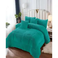 GENERICO - PLUMON PELUDO CON CHIPORRO 2 PLAZAS 230X250CM TURQUESA