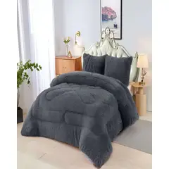 GENERICO - PLUMON PELUDO CON CHIPORRO 2 PLAZAS 230X250CM GRIS O