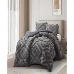 GENERICO - PLUMON DE JACQUERD CUTTING CON CHIPORRO 2 PLAZAS 230X250CM GRIS B5