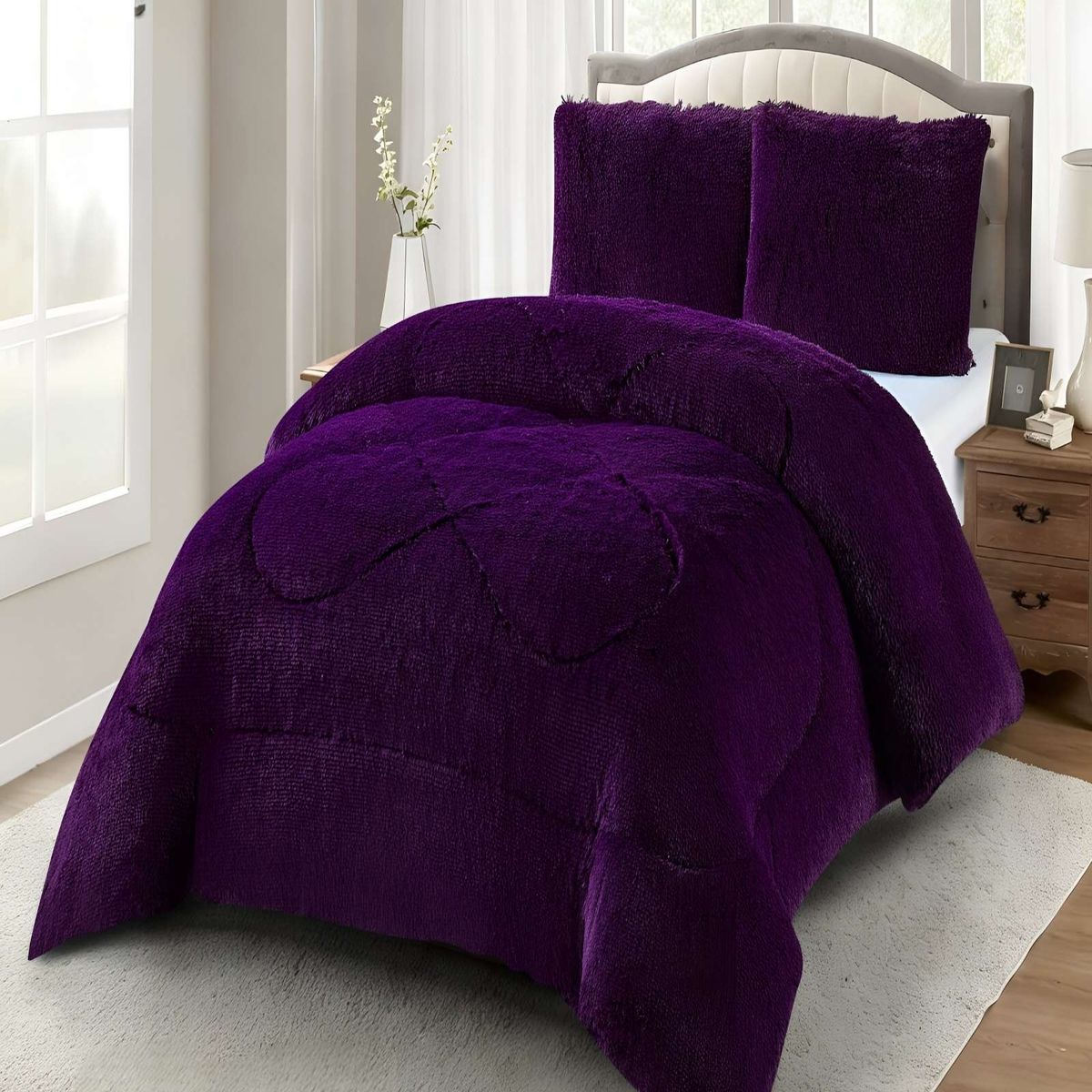 GENERICO - COBERTORES DE PELUDOS CON CHIPORRO 2 PLAZAS 230X250CM MORADO
