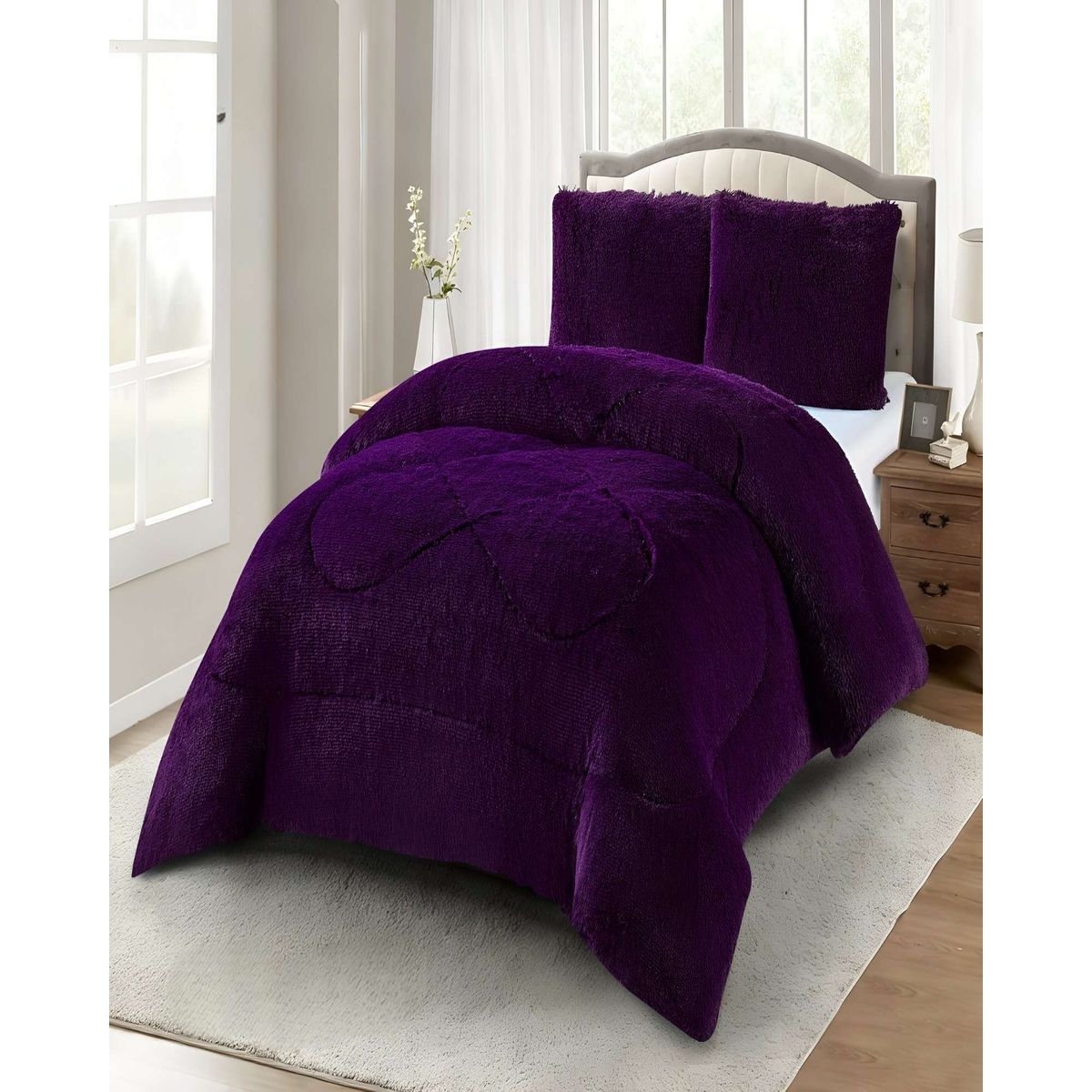 GENERICO - COBERTORES DE PELUDOS CON CHIPORRO 2 PLAZAS 230X250CM MORADO
