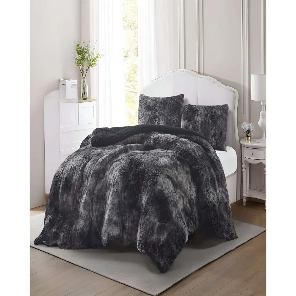 GENERICO - COBERTORES DE PELUDOS CON CHIPORRO 2 PLAZAS 230X250CM NEGRO1