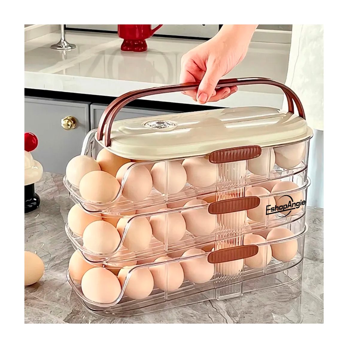 OFERTABKN - Organizador De Huevo Automatico 3 Niveles Dispensador Nevera