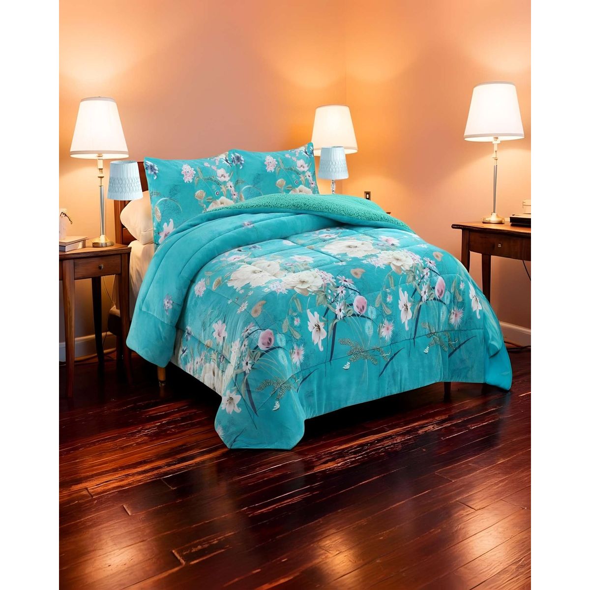 GENERICO - PLUMON CON CHIPORRO 2 PLAZAS 230X250CM CELESTE B32