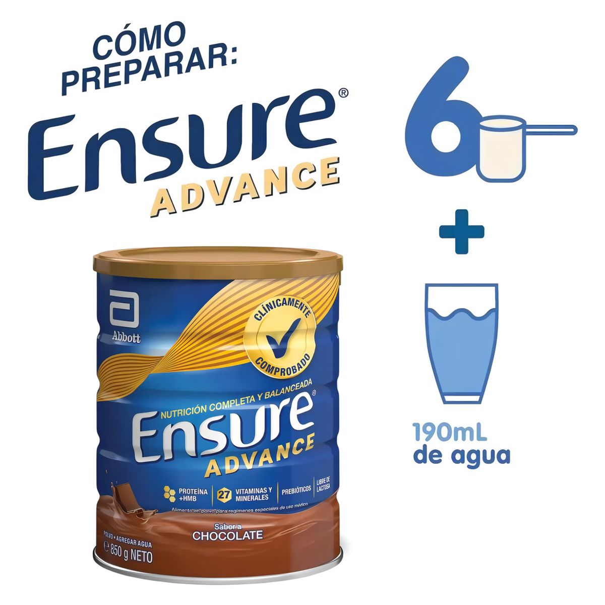 ABBOTT - Ensure Advance Chocolate 850g Lata Suplemento Nutricional