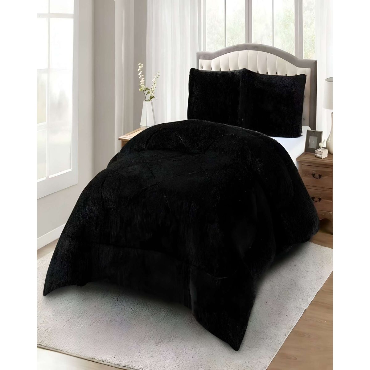 GENERICO - COBERTORES DE PELUDOS CON CHIPORRO KING 250X270CM NEGRO2_.