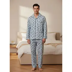 LIKE SHOP - Pijama Hombre Verano Pantalon Y Polera Manga Larga Con Botones Diseños 5013