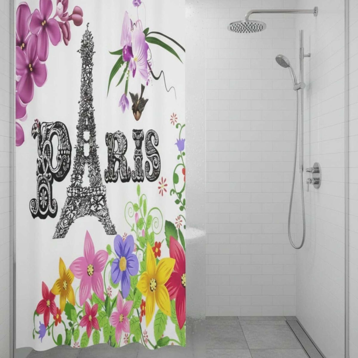GENERICO - Juego de Cortina de Baño Tela Género + Forro Impermeable
