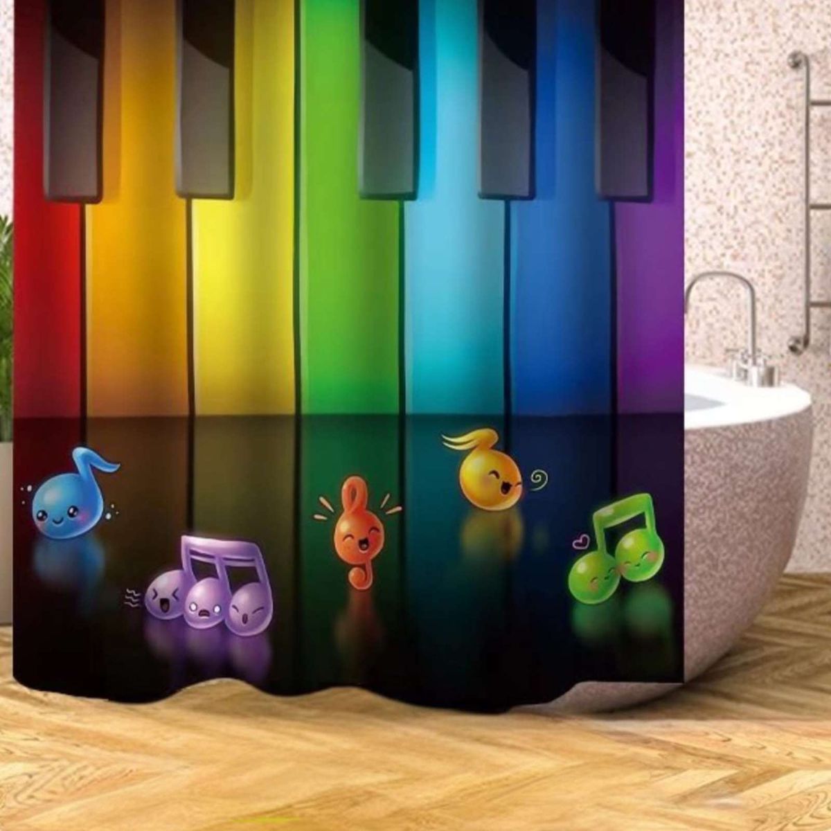 GENERICO - Juego de Cortina de Baño Tela Género + Forro Impermeable