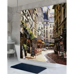 GENERICO - Juego de Cortina de Baño Tela Género + Forro Impermeable