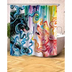 GENERICO - Juego de Cortina de Baño Tela Género + Forro Impermeable