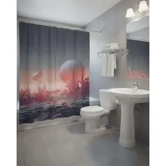 GENERICO - Juego de Cortina de Baño Tela Género + Forro Impermeable