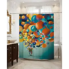 GENERICO - Juego de Cortina de Baño Tela Género + Forro Impermeable